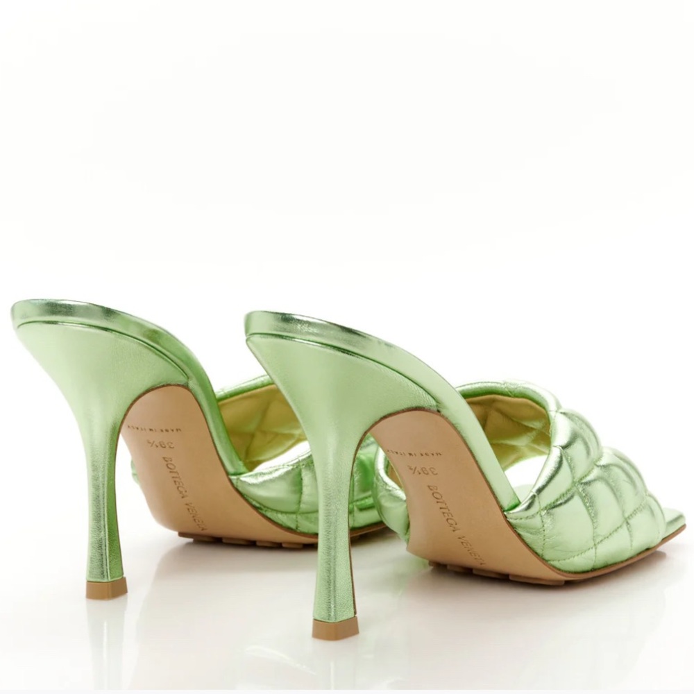 Bottega Veneta Metallic Green Quilted Heels - Picture 3 of 8